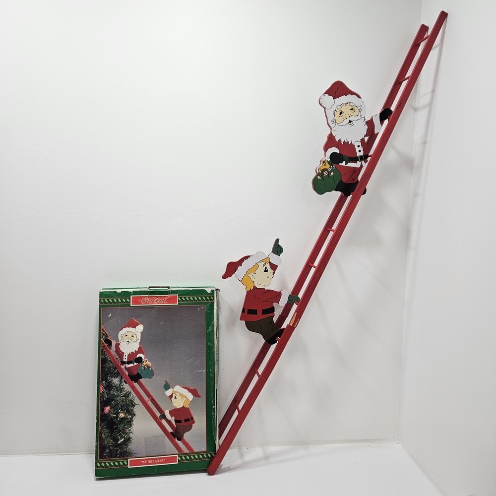 1991 House of Lloyd Christmas Around World UP THE LADDER Santa &‎ Elf (Damaged)